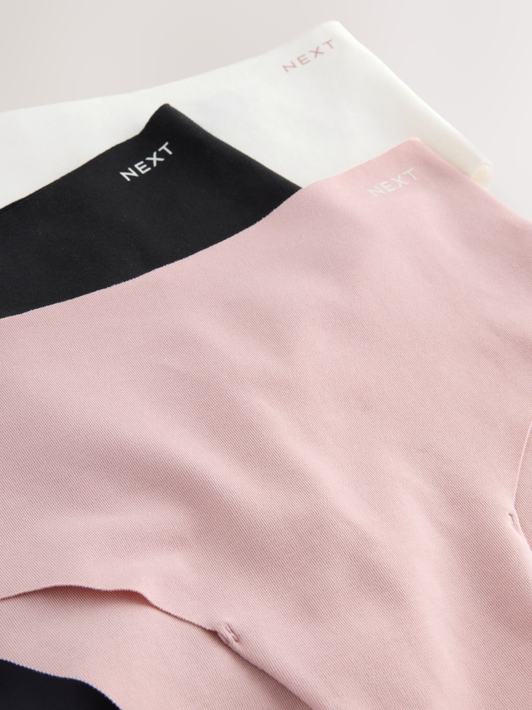 Cream/Pink/Black High Waist High Leg Cotton Rich No VPL Knickers 3 Pack - Image 11 of 11
