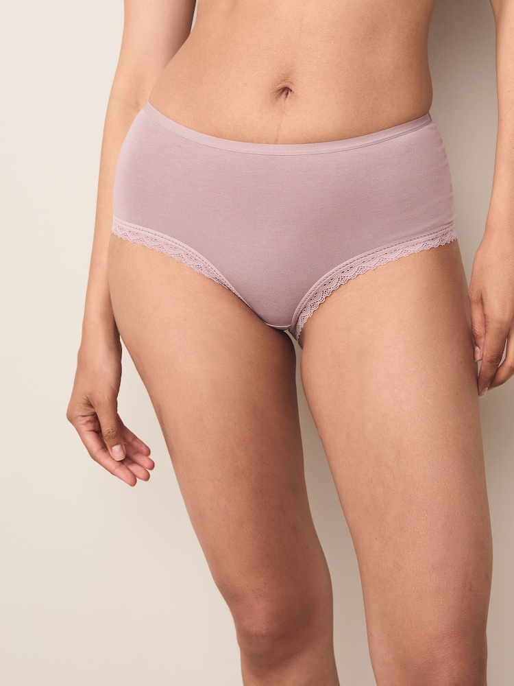 Green Floral Print/Berry Midi Full Brief Modal Ultimate Comfort Lace Knickers 4 Pack - Image 2 of 10 Green Floral Print/Berry Midi Full Brief Modal Ultimate Comfort Lace Knickers 4 Pack - Image 2 of 10