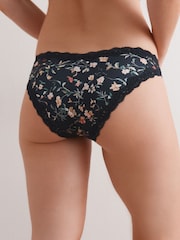 Pink/Berry/ Black Floral Brazilian High Shine Lace Trim Knickers 3 Pack - Image 5 of 12