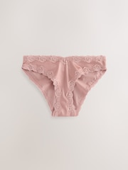 Pink/Berry/ Black Floral Brazilian High Shine Lace Trim Knickers 3 Pack - Image 9 of 12