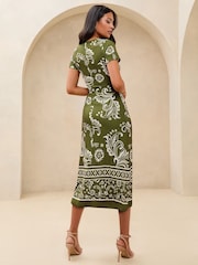 Verde caqui - Lipsy Mixed Print Underbust Jersey Midi Dress - Imagen 3 de 4