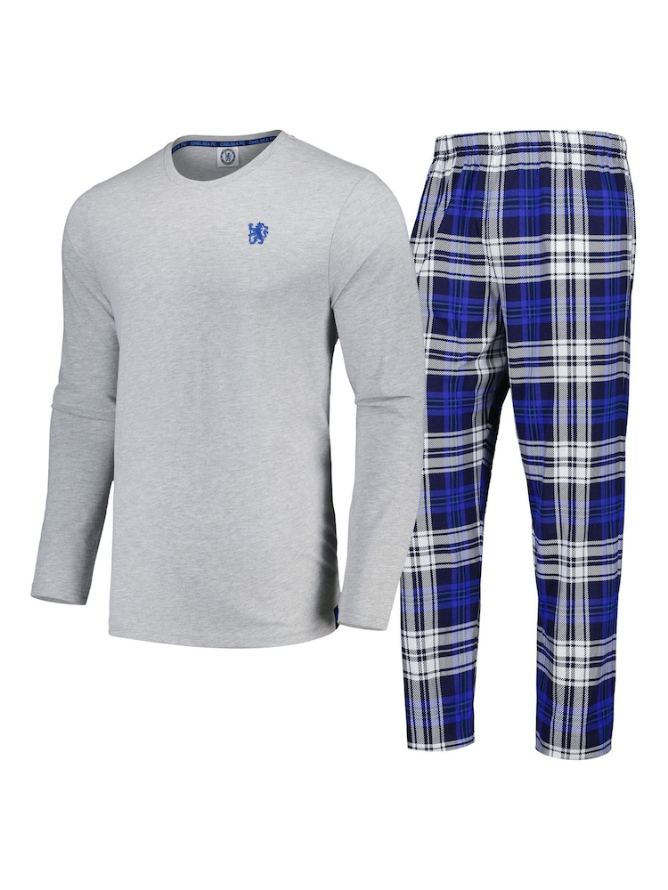 Fanatics Grey Chelsea Check Long 100% Cotton Joggers Lounge Set - Image 1 of 3