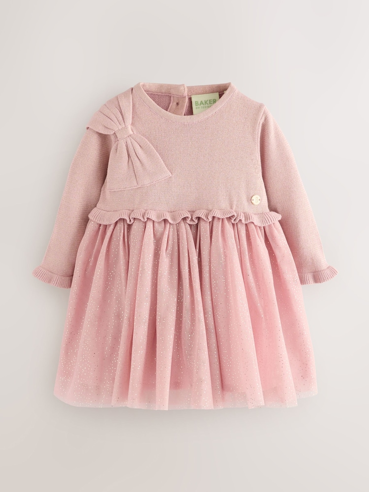 Baker by Ted Baker Knitted Glitter Mesh Mockable Dress - Image 1 of 7