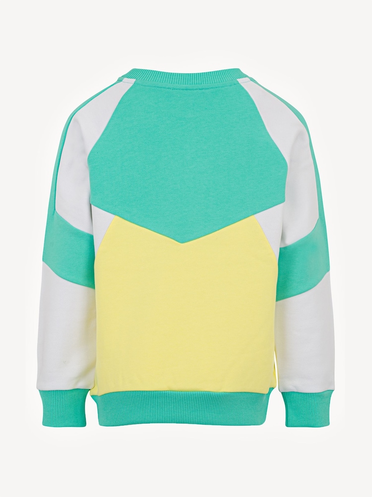 Balmain Green Logo Long Sleeve Colourbock Crew Neck Sweatshirt - Image 2 of 3 Balmain Green Logo Long Sleeve Colourbock Crew Neck Sweatshirt - Image 2 of 3
