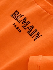 Balmain Orange Logo Short Sleeve T-Shirt - Image 3 of 6