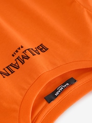 Balmain Orange Logo Short Sleeve T-Shirt - Image 4 of 6