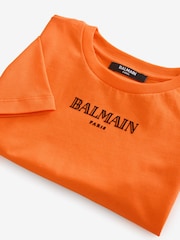 Balmain Orange Logo Short Sleeve T-Shirt - Image 5 of 6