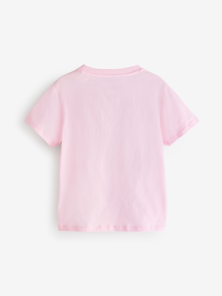 Balmain Pink Short Sleeve T-Shirt With Metail Button Detail - Image 2 of 5