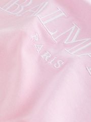 Balmain Pink Short Sleeve T-Shirt With Metail Button Detail - Image 4 of 5