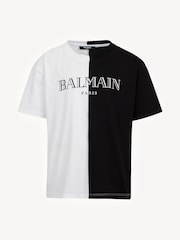 Balmain Logo Short Sleeve Colourblock Black T-Shirt - Image 1 of 1