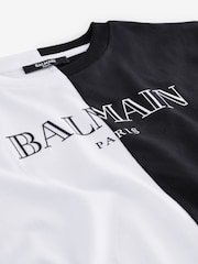 Balmain Logo Short Sleeve Colourblock Black T-Shirt - Image 3 of 4