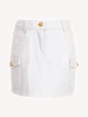 Balmain Denim White Skirt With Metail Button Detail - Image 1 of 1