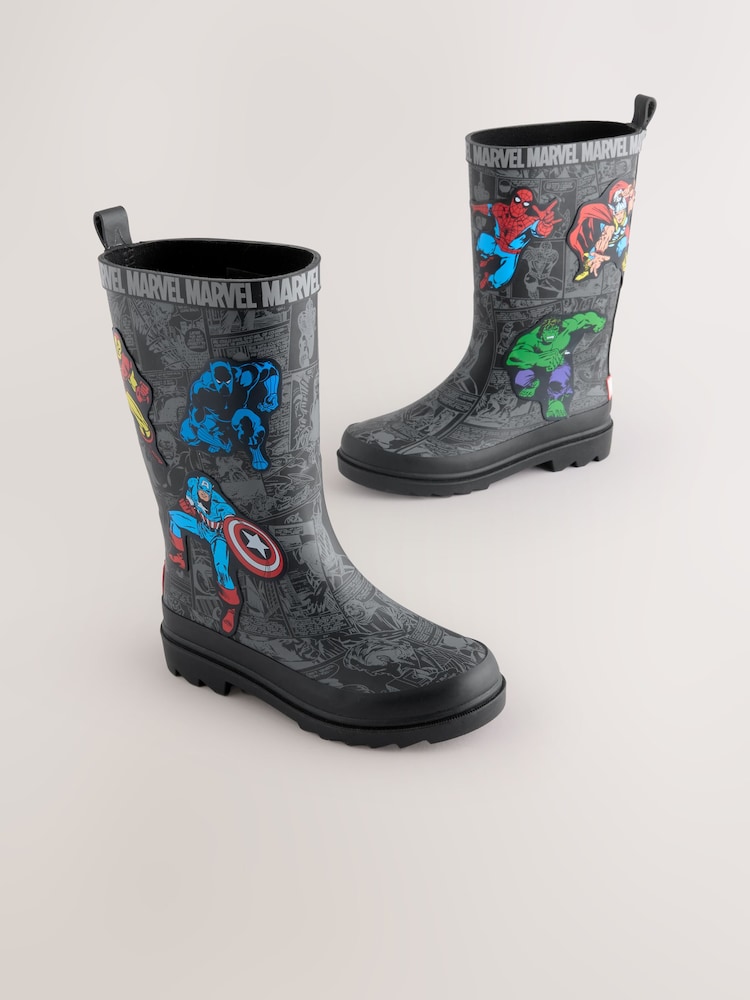 Negro - Marvel Comic Print Wellies - Imagen 1 de 5