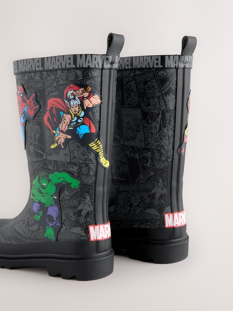 Negru - Cizme de cauciuc cu imprimeu Marvel Comic - Image 3 of 9