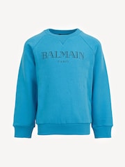 Balmain Blue Logo Long Sleeve Crew Neck Sweatshirt - Image 1 of 1