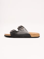 Friends Like These Black Standard Fit Double Strap Buckle Footbed Comfort Slider Sandals - Image 5 of 5