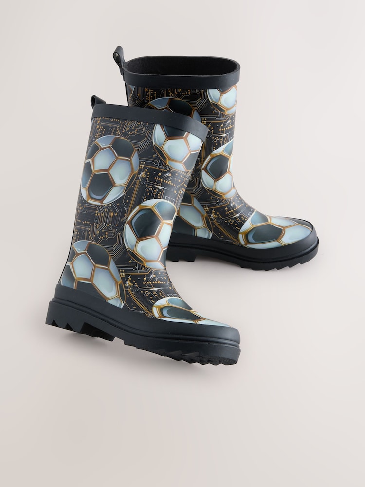 Negro/dorado fútbol - Botas de agua de goma - Imagen 1 de 5