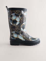 Negro/dorado fútbol - Botas de agua de goma - Imagen 2 de 5