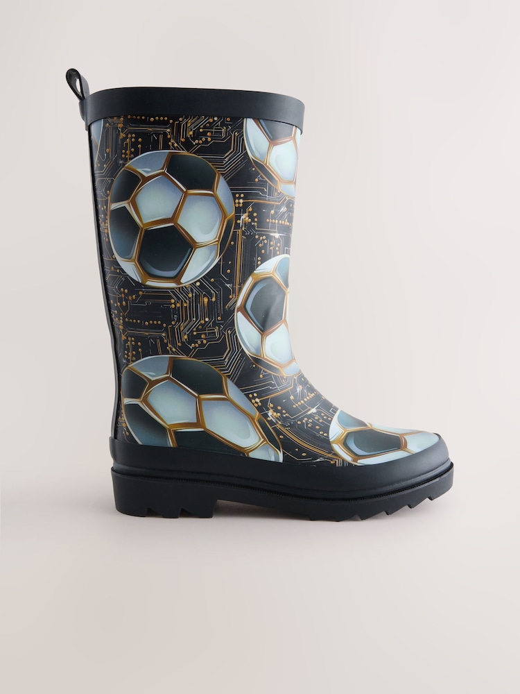 Negro/dorado fútbol - Botas de agua de goma - Imagen 2 de 5