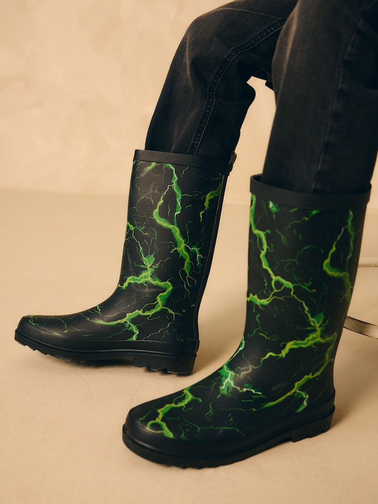 Green Lightning Rubber Wellies - Image 1 of 7