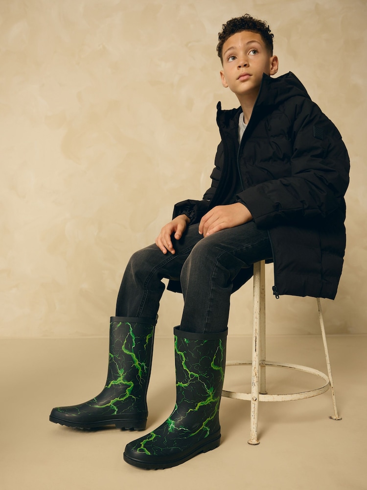 Green Lightning Rubber Wellies - Image 2 of 7