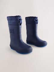Navy Blue Warm Lined Cuff Wellies - Image 1 of 5