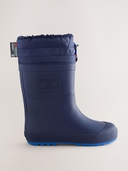 Navy Blue Warm Lined Cuff Wellies - Image 2 of 5