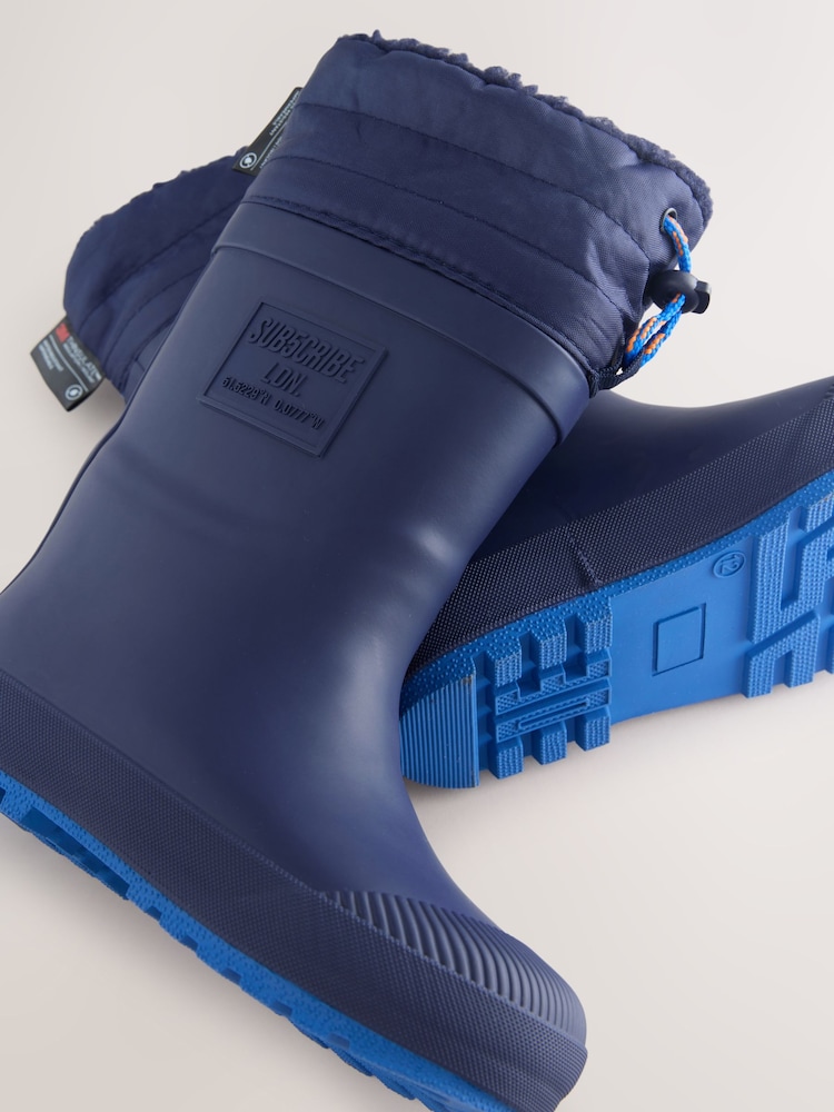 Navy Blue Warm Lined Cuff Wellies - Image 5 of 5