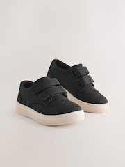 Black Standard Fit (F) Touch Fastening Brogues Shoes - Image 2 of 5