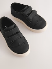 Black Standard Fit (F) Touch Fastening Brogues Shoes - Image 3 of 5