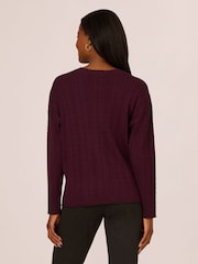 Adrianna Papell V-Neck Pointelle Long Sleeve Sweater - Image 2 of 7