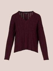 Adrianna Papell V-Neck Pointelle Long Sleeve Sweater - Image 6 of 7