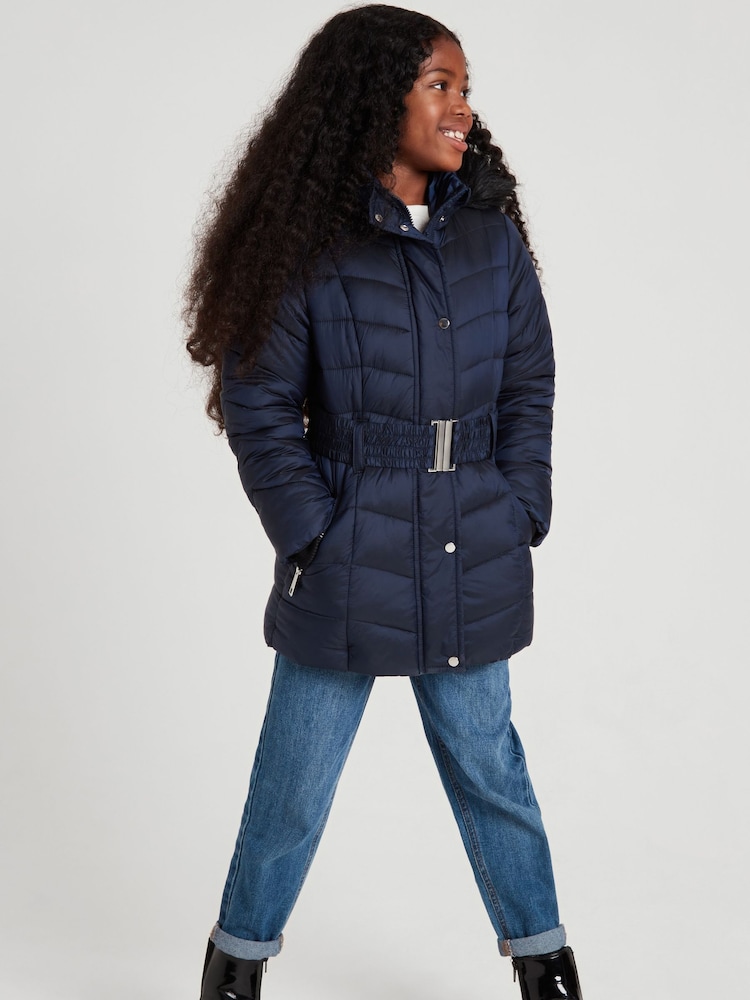 M&Co Blue Belted Padded Coat - Image 1 of 5