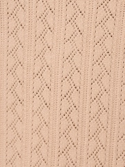 Adrianna Papell Pink Long Sleeve Pointelle Sweater With A Polo Collar - Image 6 of 6