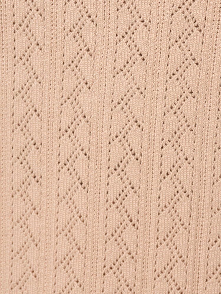 Adrianna Papell Pink Long Sleeve Pointelle Sweater With A Polo Collar - Image 6 of 6