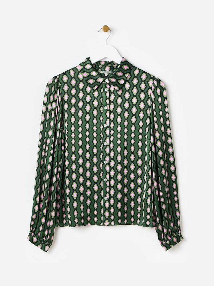 Oliver Bonas Pink Geometric Satin Shirt - Image 1 of 6