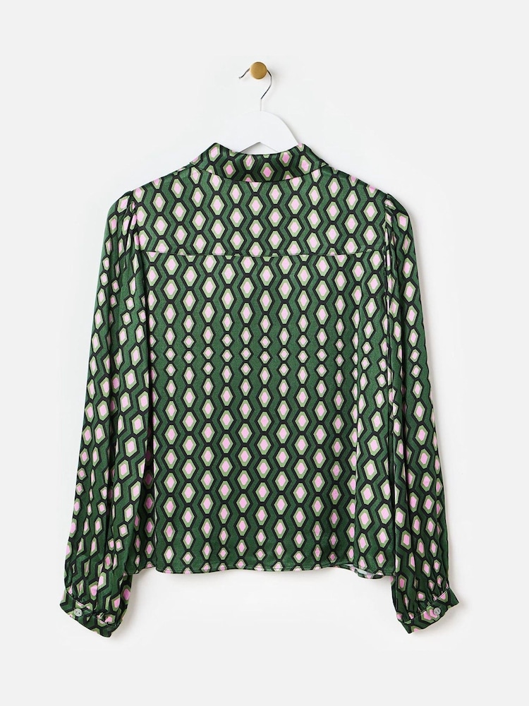 Oliver Bonas Pink Geometric Satin Shirt - Image 2 of 6