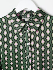 Oliver Bonas Pink Geometric Satin Shirt - Image 3 of 6