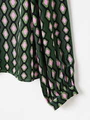 Oliver Bonas Pink Geometric Satin Shirt - Image 5 of 6