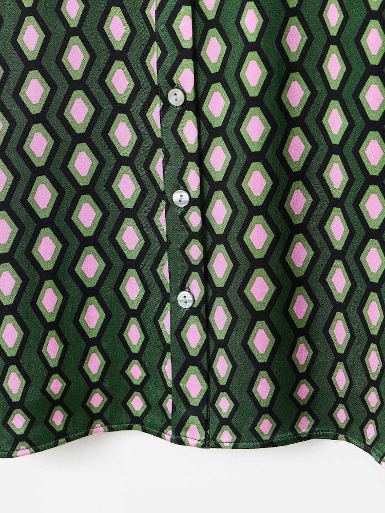 Oliver Bonas Pink Geometric Satin Shirt - Image 6 of 6 Oliver Bonas Pink Geometric Satin Shirt - Image 6 of 6