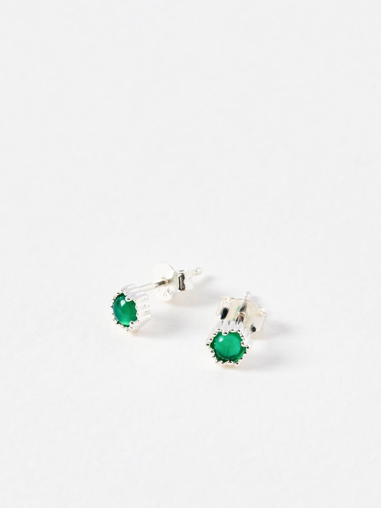 Oliver Bonas Green Verda Green Onyx Stud Earrings - Image 1 of 4