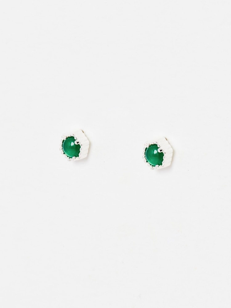 Oliver Bonas Green Verda Green Onyx Stud Earrings - Image 2 of 4