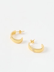 Oliver Bonas Gold Tone Aryna Textured Plated Hoop Earrings - Image 1 of 4