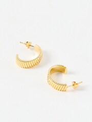 Oliver Bonas Gold Tone Aryna Textured Plated Hoop Earrings - Image 3 of 4