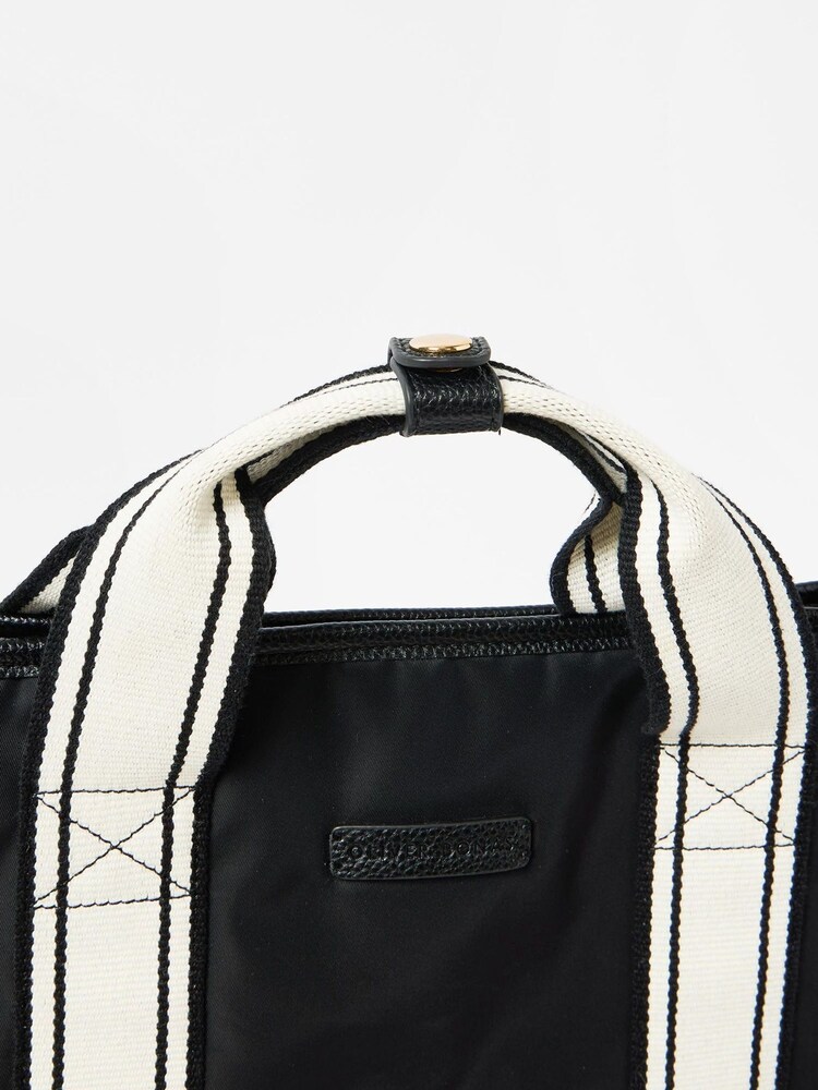 Oliver Bonas Black Paice Striped Backpack - Image 4 of 7
