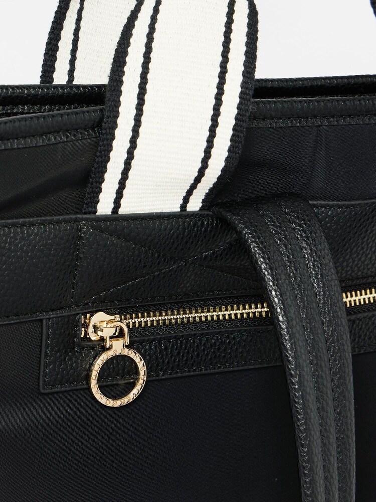 Oliver Bonas Black Paice Striped Backpack - Image 5 of 7