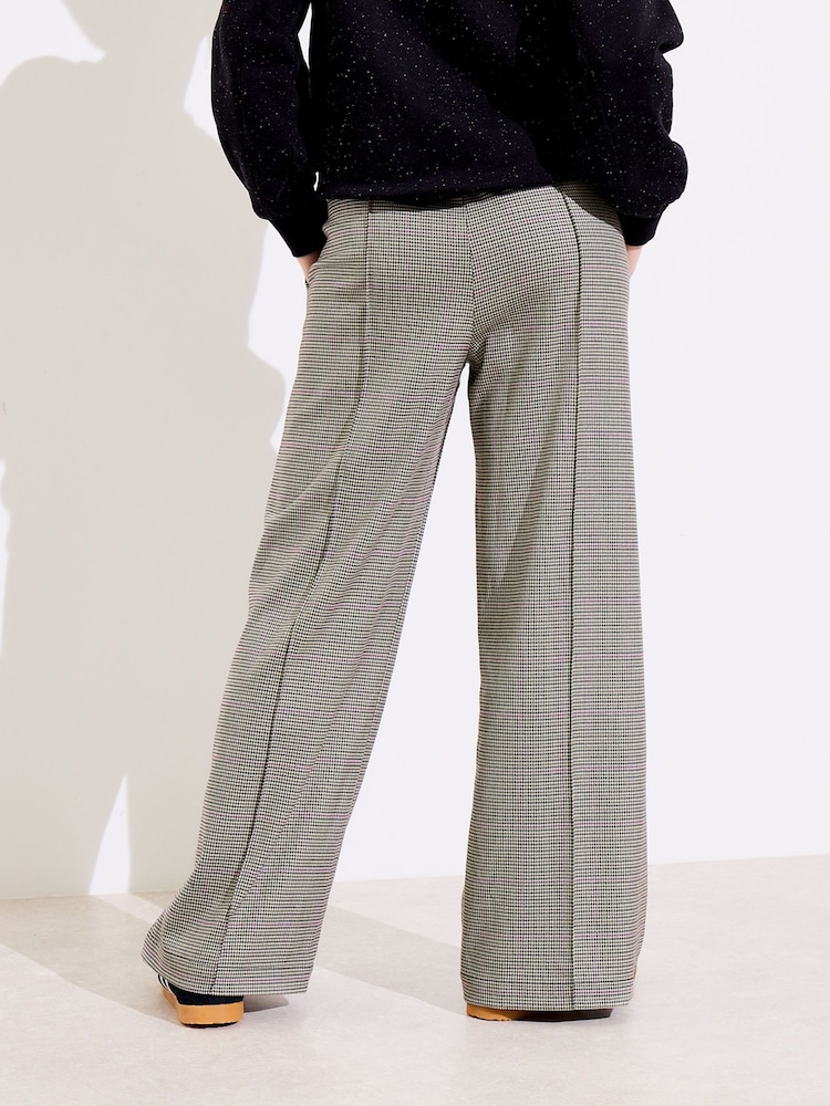 Oliver Bonas Green Checked Drawstring Wide Leg Trousers - Image 2 of 7