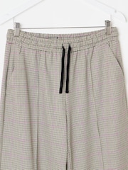 Oliver Bonas Green Checked Drawstring Wide Leg Trousers - Image 5 of 7