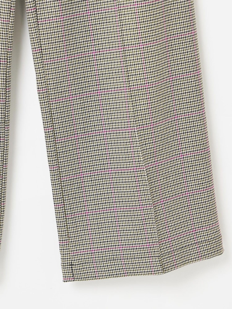 Oliver Bonas Green Checked Drawstring Wide Leg Trousers - Image 7 of 7