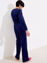 Oliver Bonas Blue Blue 100% Cotton Corduroy Zip Up Jumpsuit - Image 2 of 8